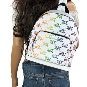 Michael Kors White Sling with Multicolor MK Logo